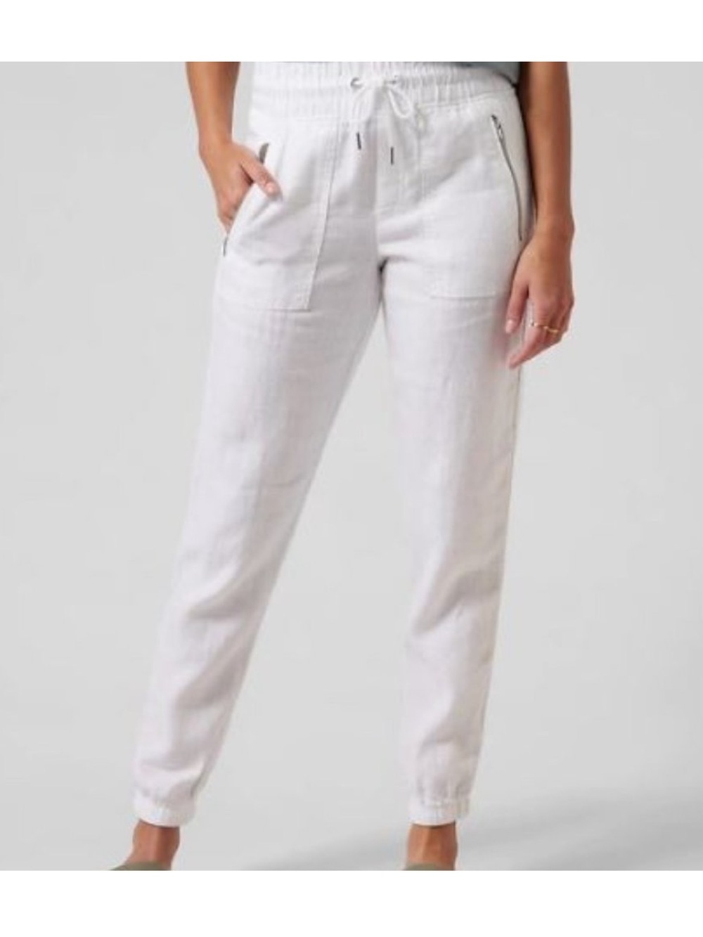 Athleta Cabo 100% Linen Jogger White Size 2